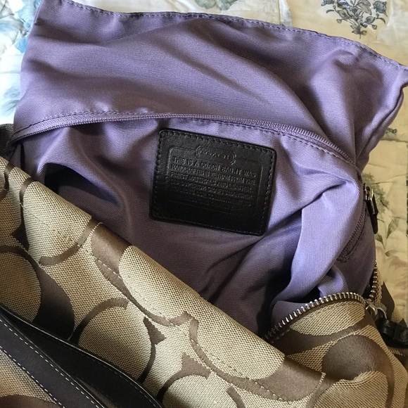 Coach Brown Signature Canvas Hobo Shoulder Purse - Picture 7 of 9